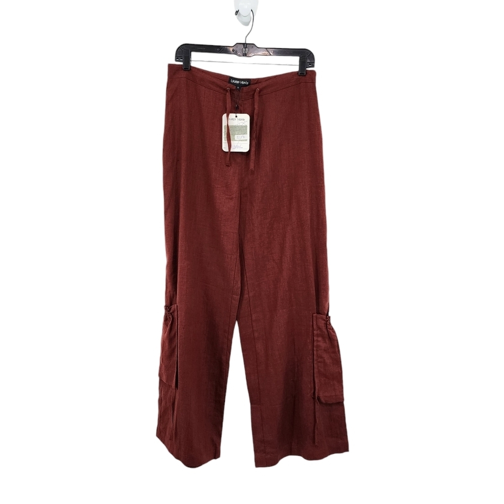 Lauren Vidal Women's Alba 100% Linen Wide Leg Cargo Pants - L